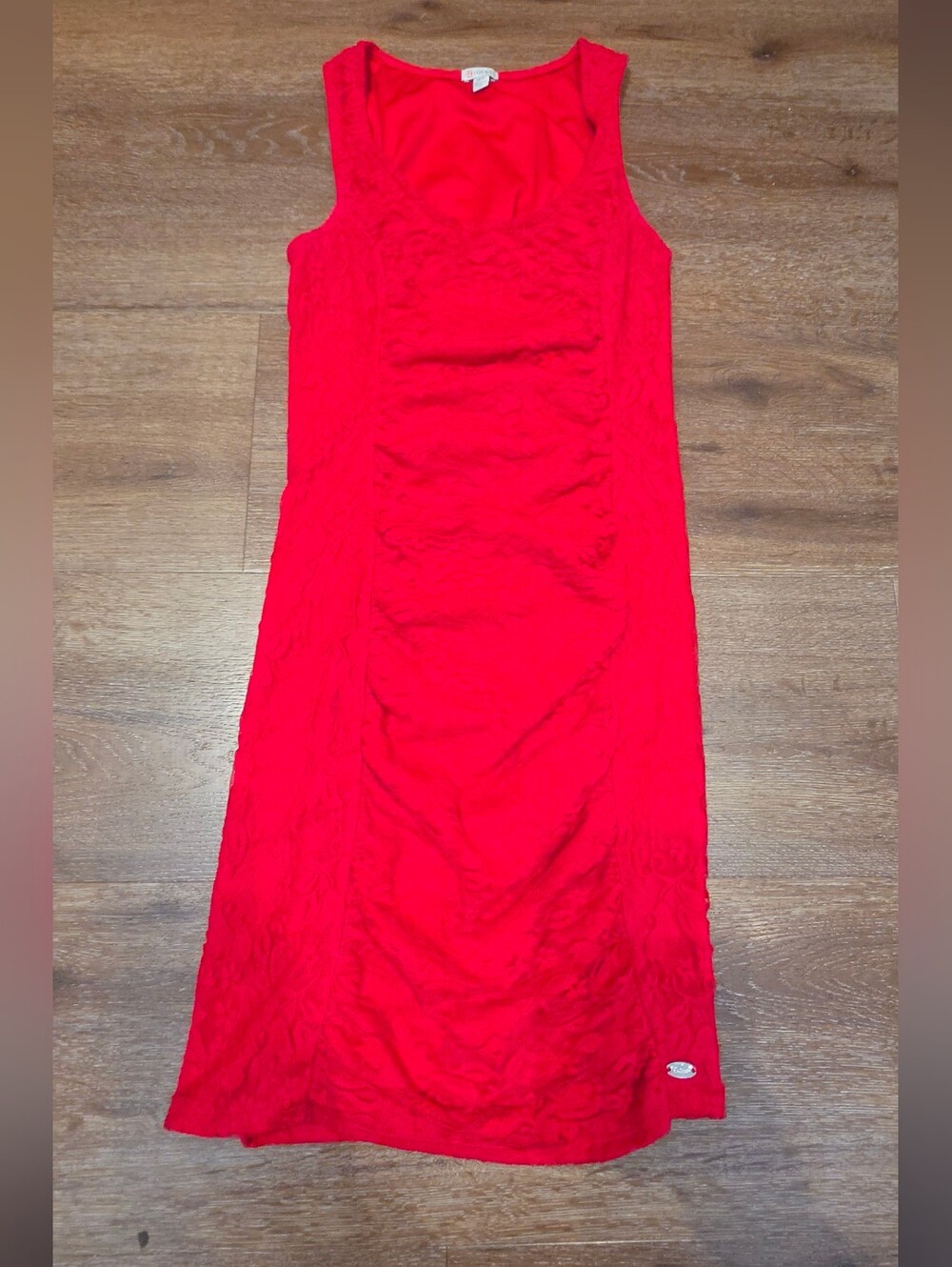 GUESS Est. 1981 Vibrant Red Lace Ruched Bodycon Dress – Size XS - Picture 2 of 7